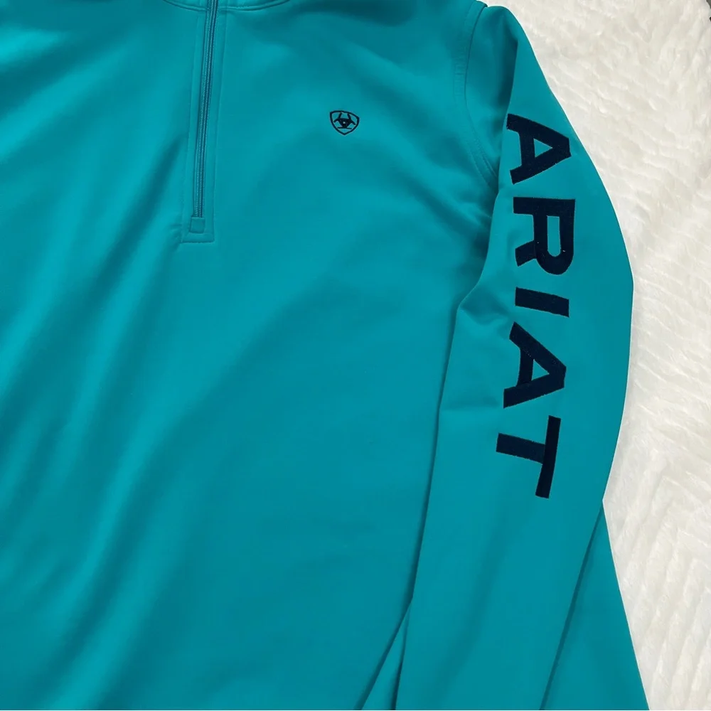 Ariat Tek Cold Series Pullover 1/4 Zip Top size xl Teal jacket sweatshirt shirt - Picture 11 of 14